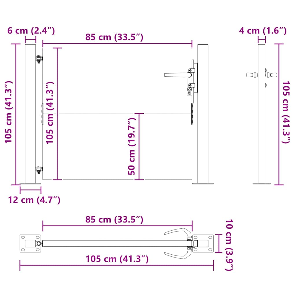 Tuinpoort Met Slot 85 X 105 Cm Gepoedercoat Staal 100 x 100 cm