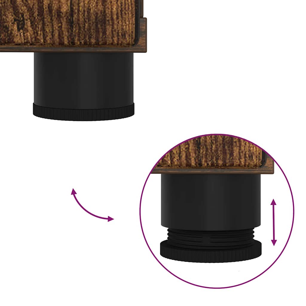 Badkamermeubelset 3 pcs Gerookt eiken Bewerkt hout en metaal