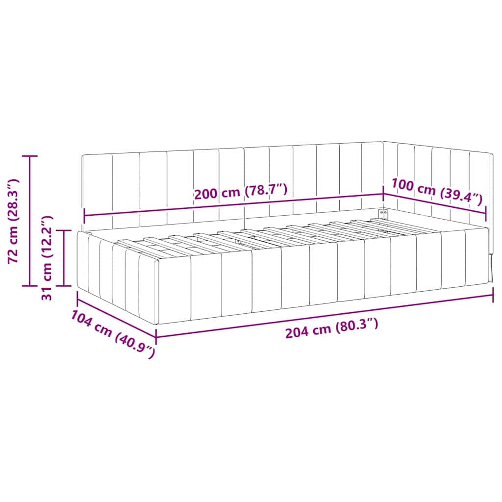Hoekbedframe met hoofdeinde Donkergroen 100 cm x 200 cm Fluweel