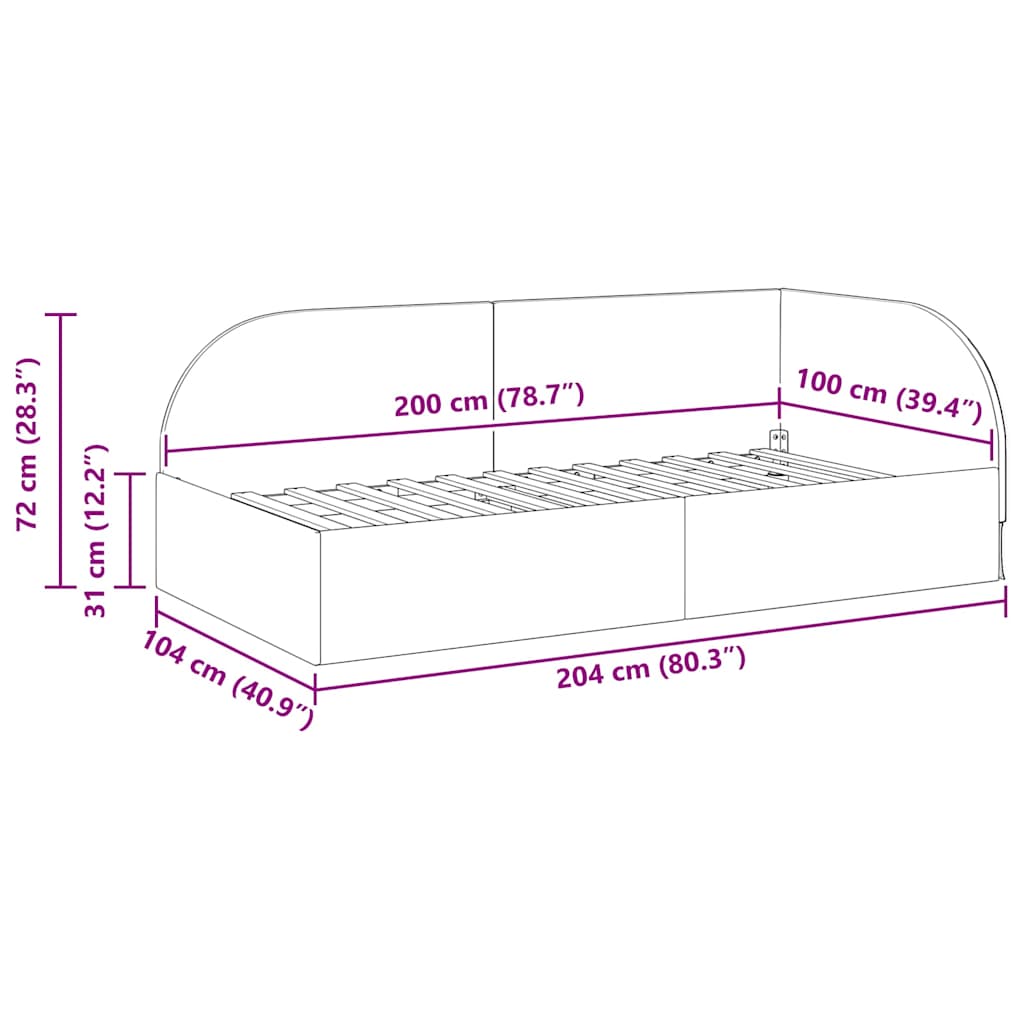 Hoekbedframe met hoofdeinde Lichtgrijs 100 cm x 200 cm Stof