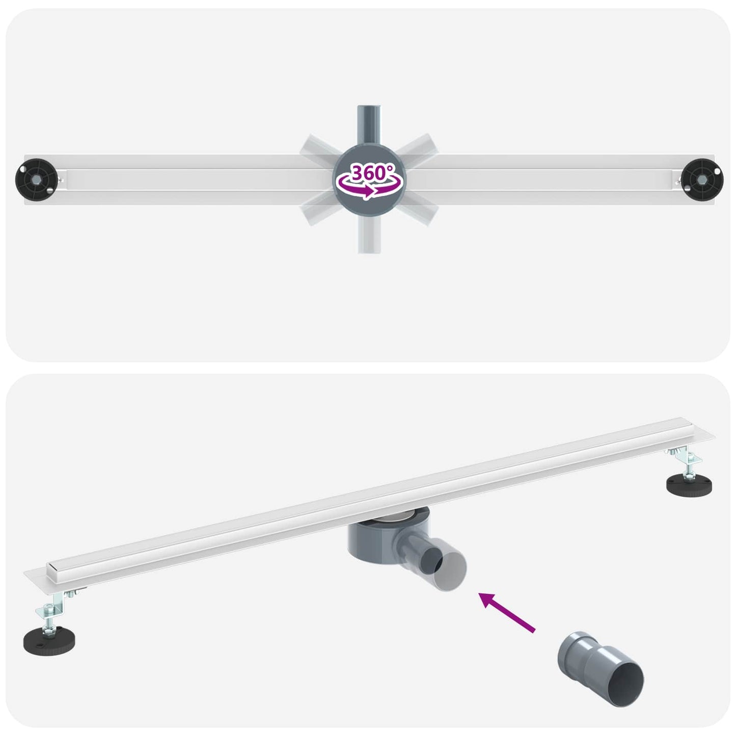 360° Doucheafvoer Met Slank Model Zilver 90 cm