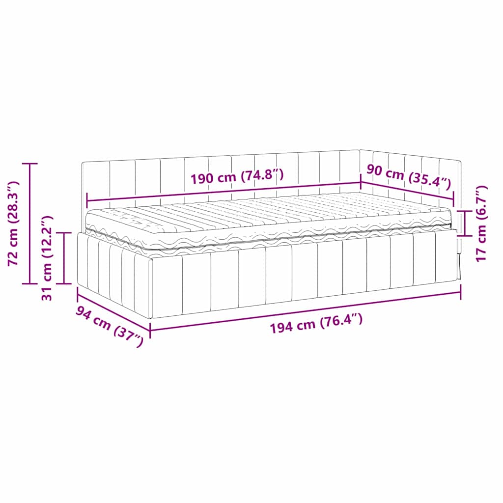 Hoekbedframe met Matras met hoofdeinde 2 pcs Zwart Fluweel