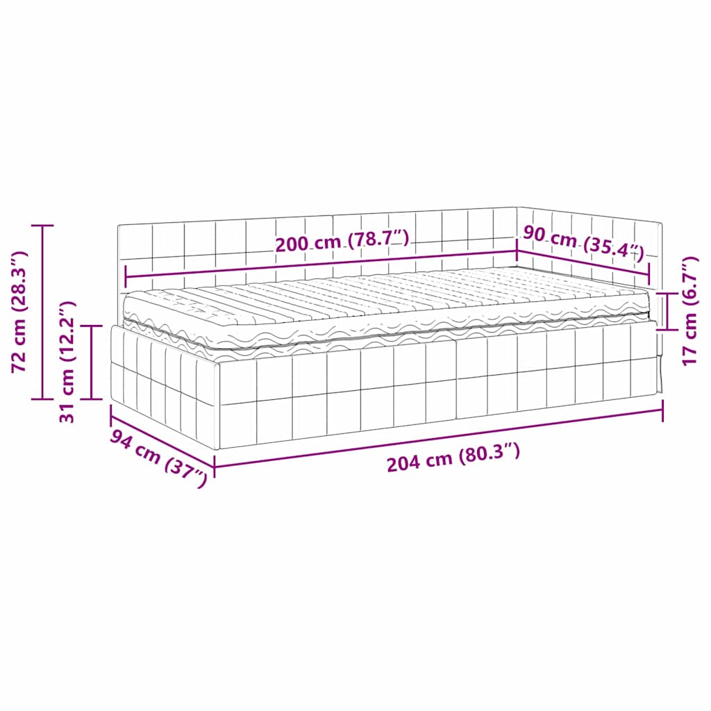 Hoekbedframe met Matras met hoofdeinde 2 pcs Groen Fluweel