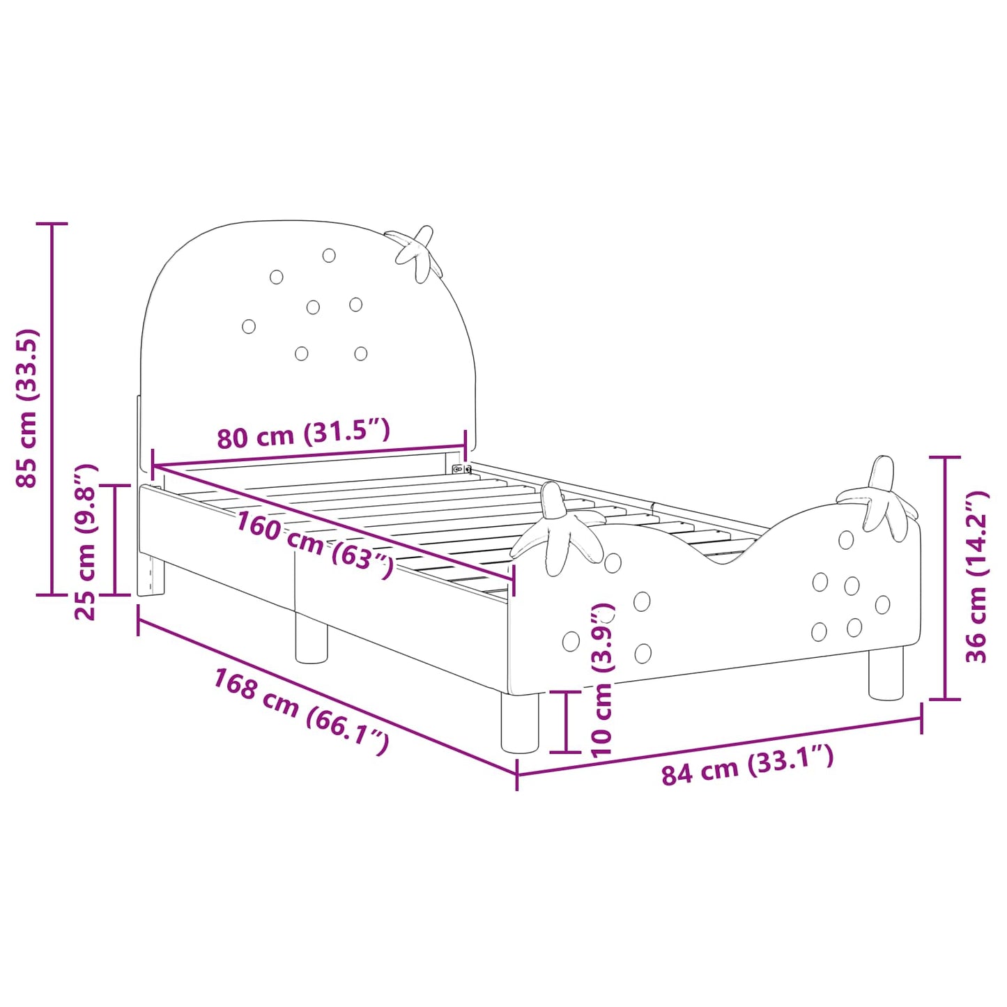 Bedframe voor kinderen met hoofdbord Roze 80 x 160 cm Fluweel