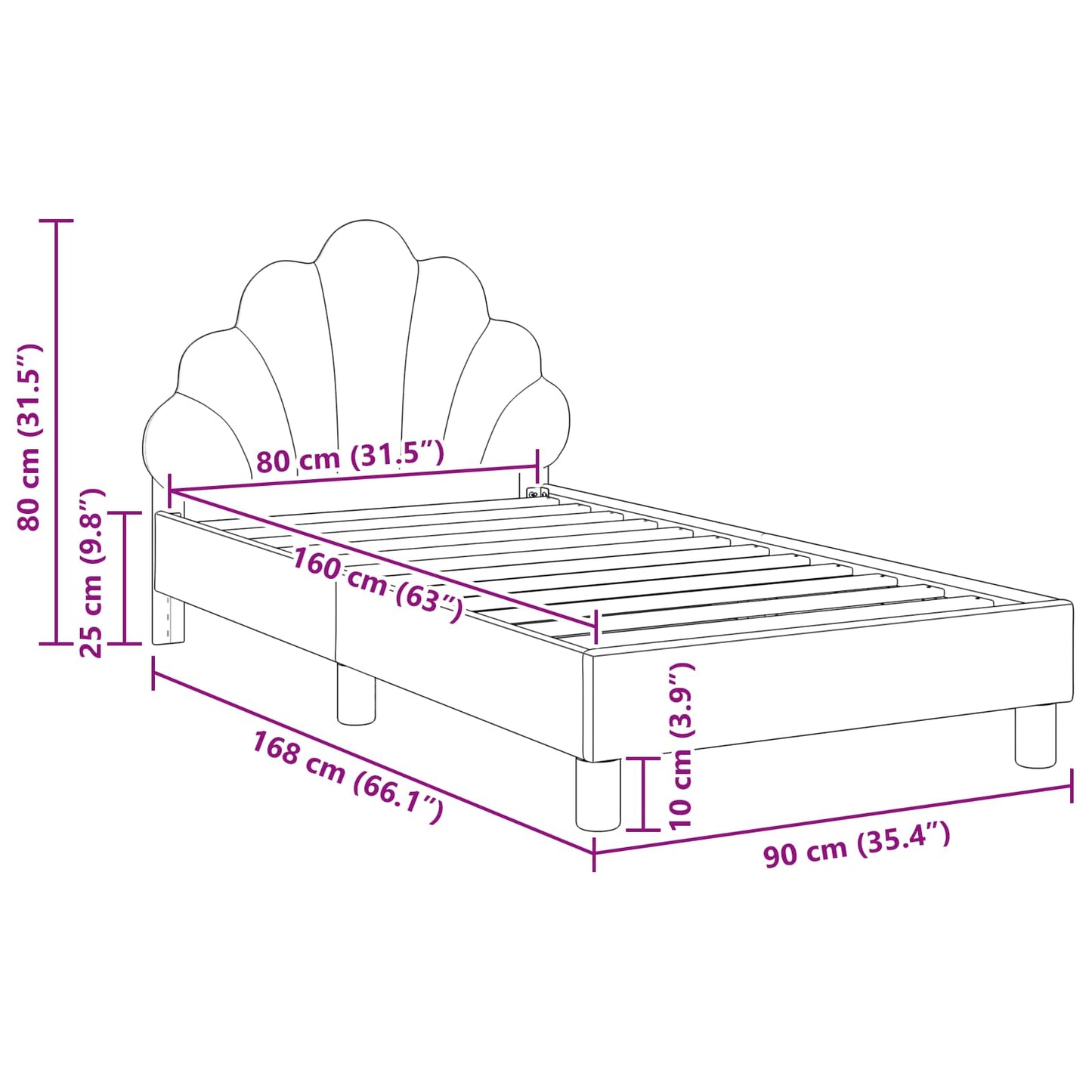 Bedframe voor kinderen met hoofdbord Politieblauw 80 x 160 cm