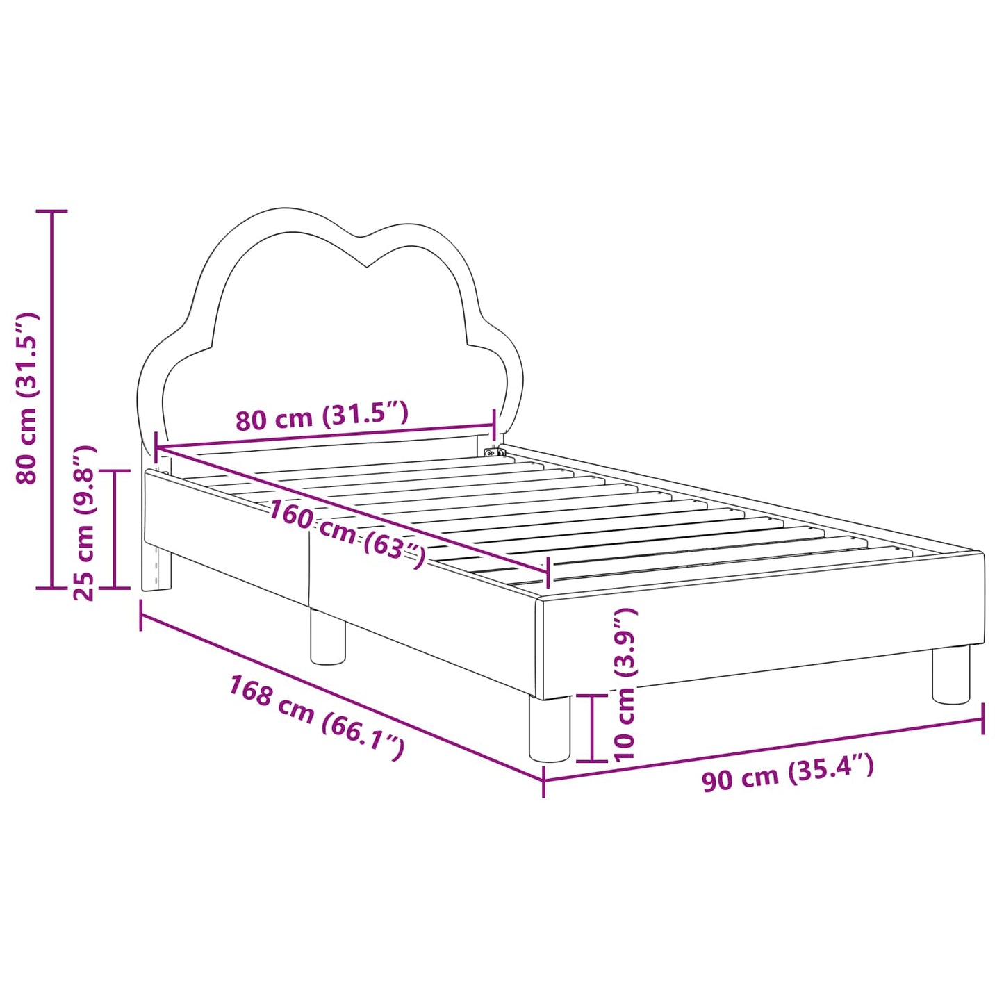 Bedframe voor kinderen met hoofdbord Blauw 80 x 160 cm PU