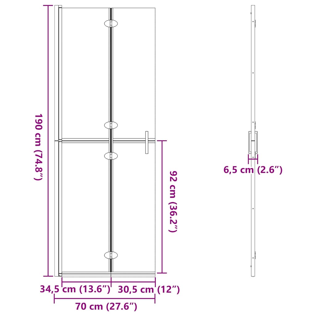 Inloop douche wand Goud en transparant 70 x 190 cm Gehard glas