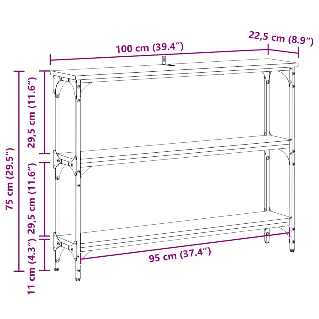 Wandtafel Artisan Eiken 100 x 22,5 x 75 cm Bewerkt hout