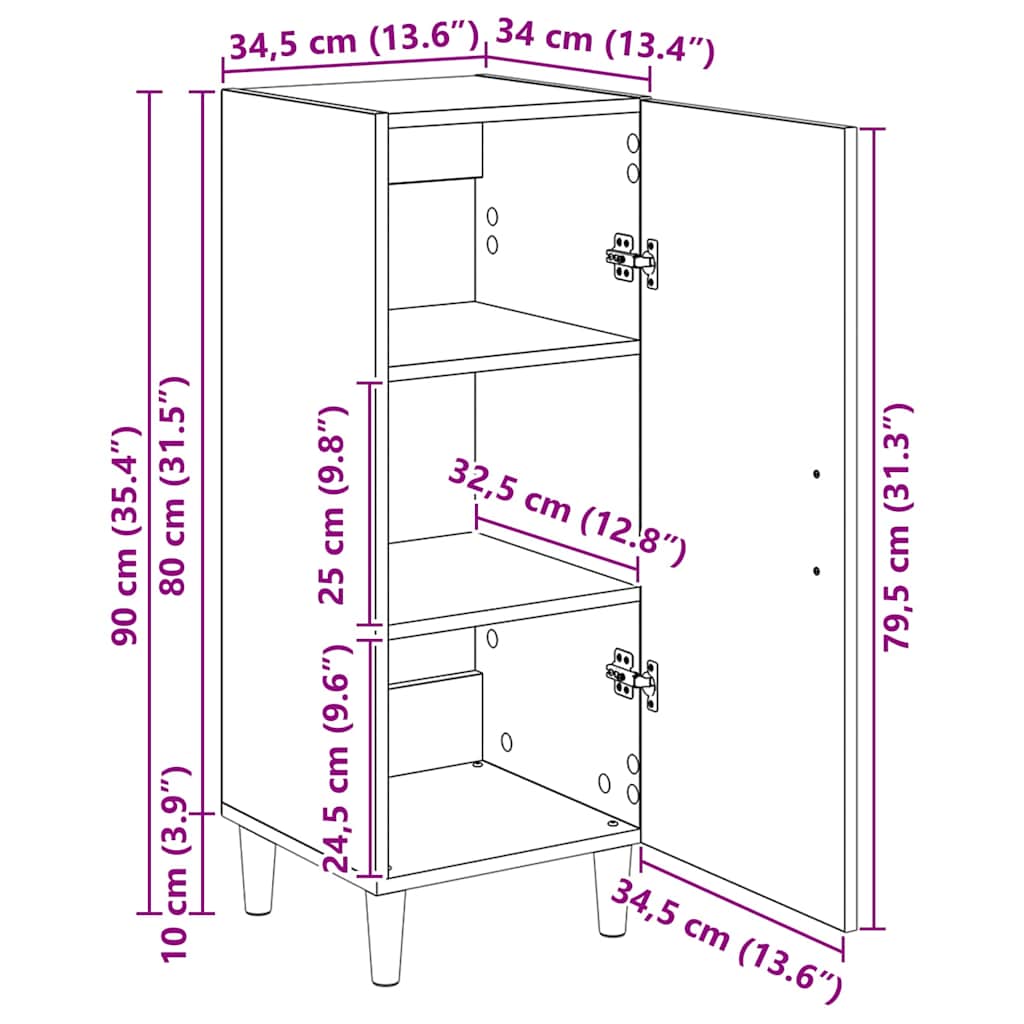 Dressoir Artisan Eiken 34,5 x 34 x 90 cm Bewerkt hout