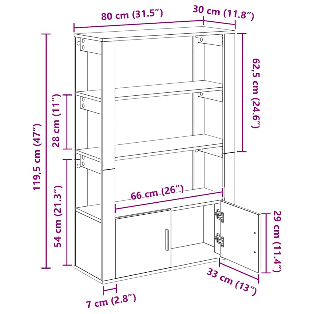 Dressoir Oud hout 30 x 80 x 119,5 cm Bewerkt hout