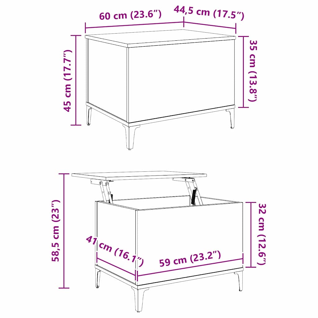 Salontafel artisanaal eikenkleurig 60 x 44.5 x 45 cm
