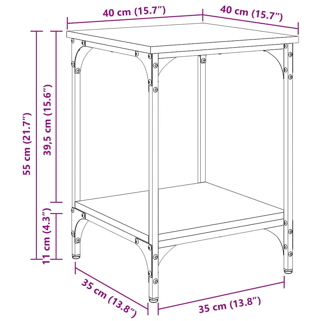 Salontafel Artisan Eiken 40 x 40 x 55 cm Bewerkt hout