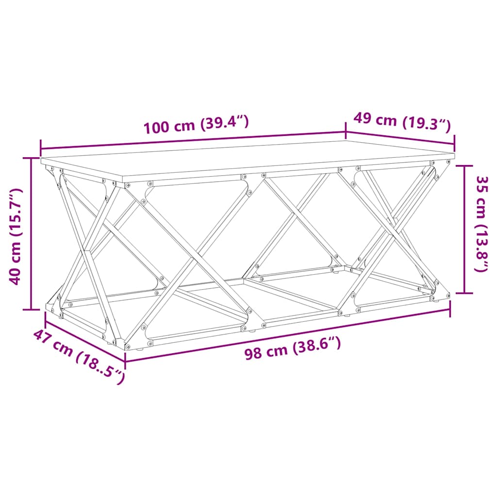 Salontafel artisanaal eikenkleurig 100 x 49 x 40 cm