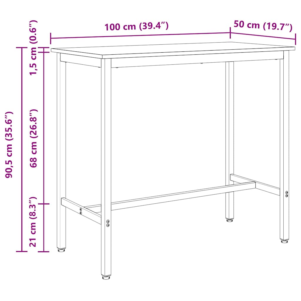 Tafel Zwart Eiken 100 x 40 x 100,5 cm Engineered hout en staal
