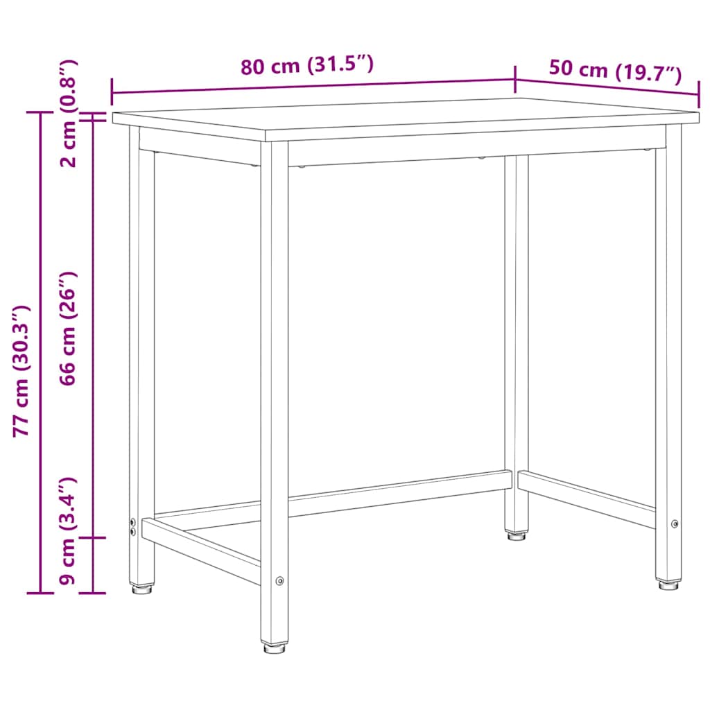 Tafel Wit 80 x 50 x 77 cm Engineered hout en staal