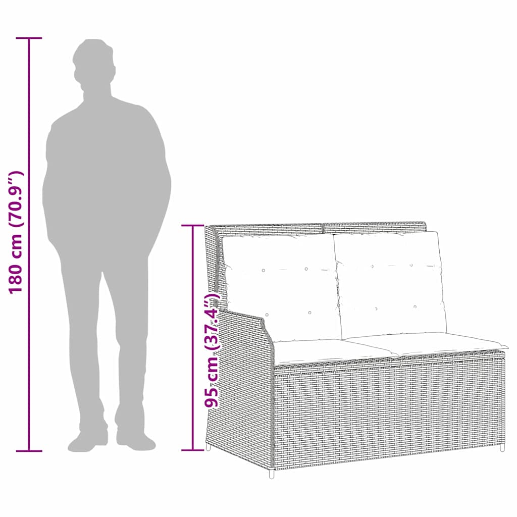 Tuinbank Zwart poly rattan