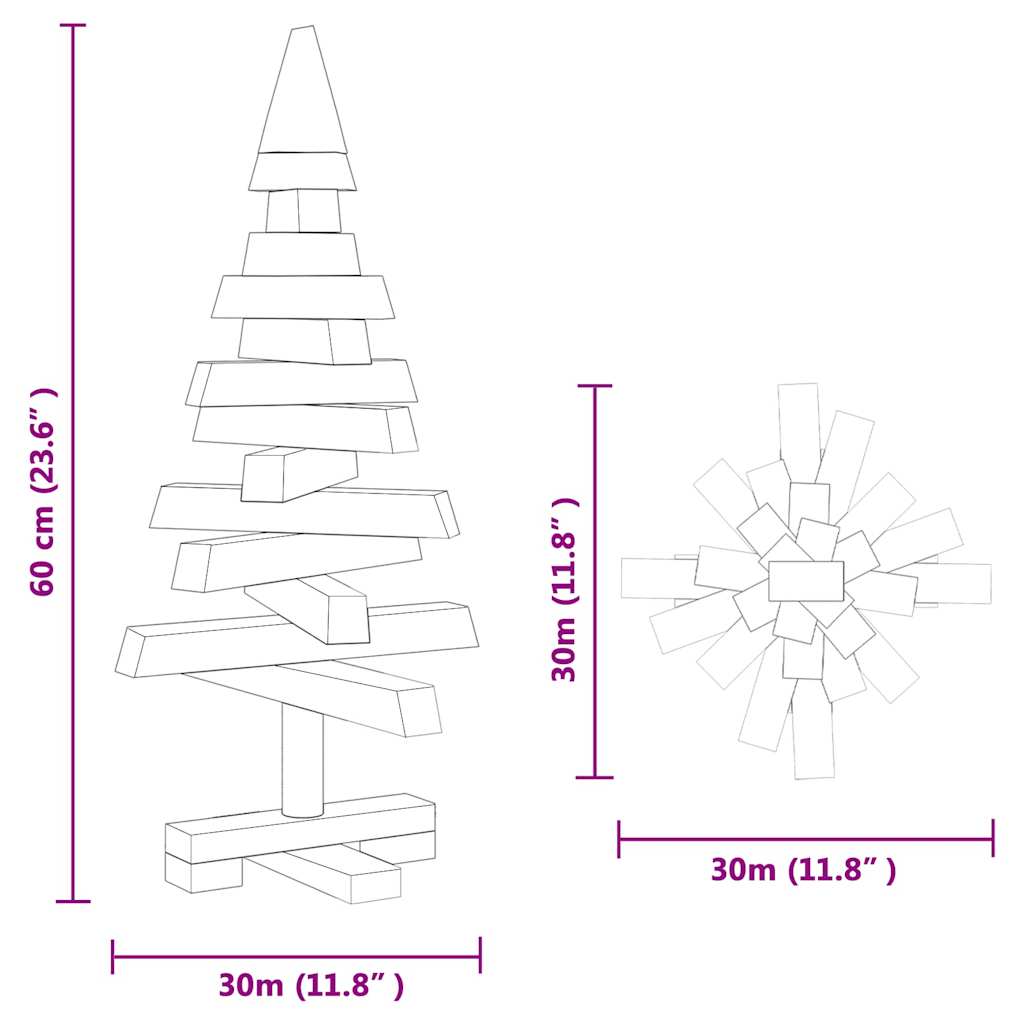Kerstbomen met standaard Bruin 60 cm Massief grenenhout