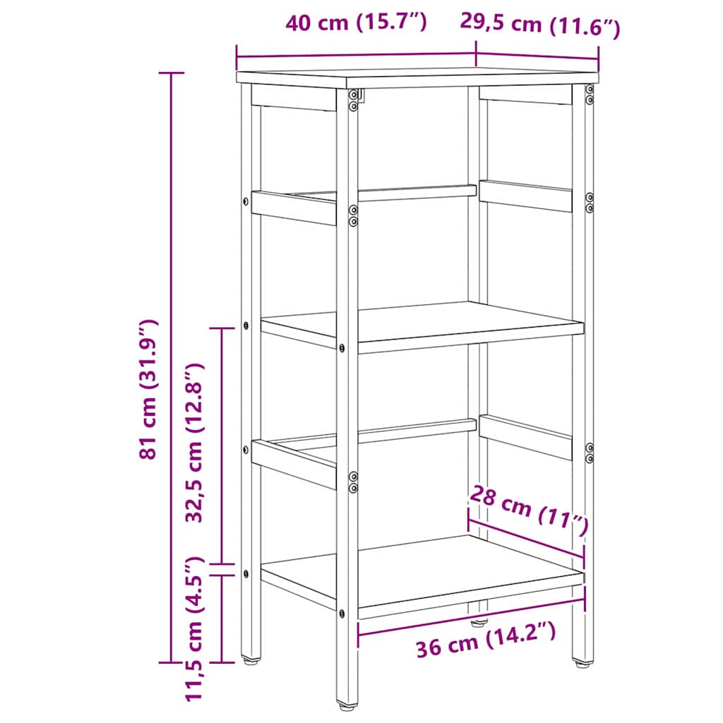 Boekenkast Gerookt eiken 40 x 29,5 x 81 cm Bewerkt hout