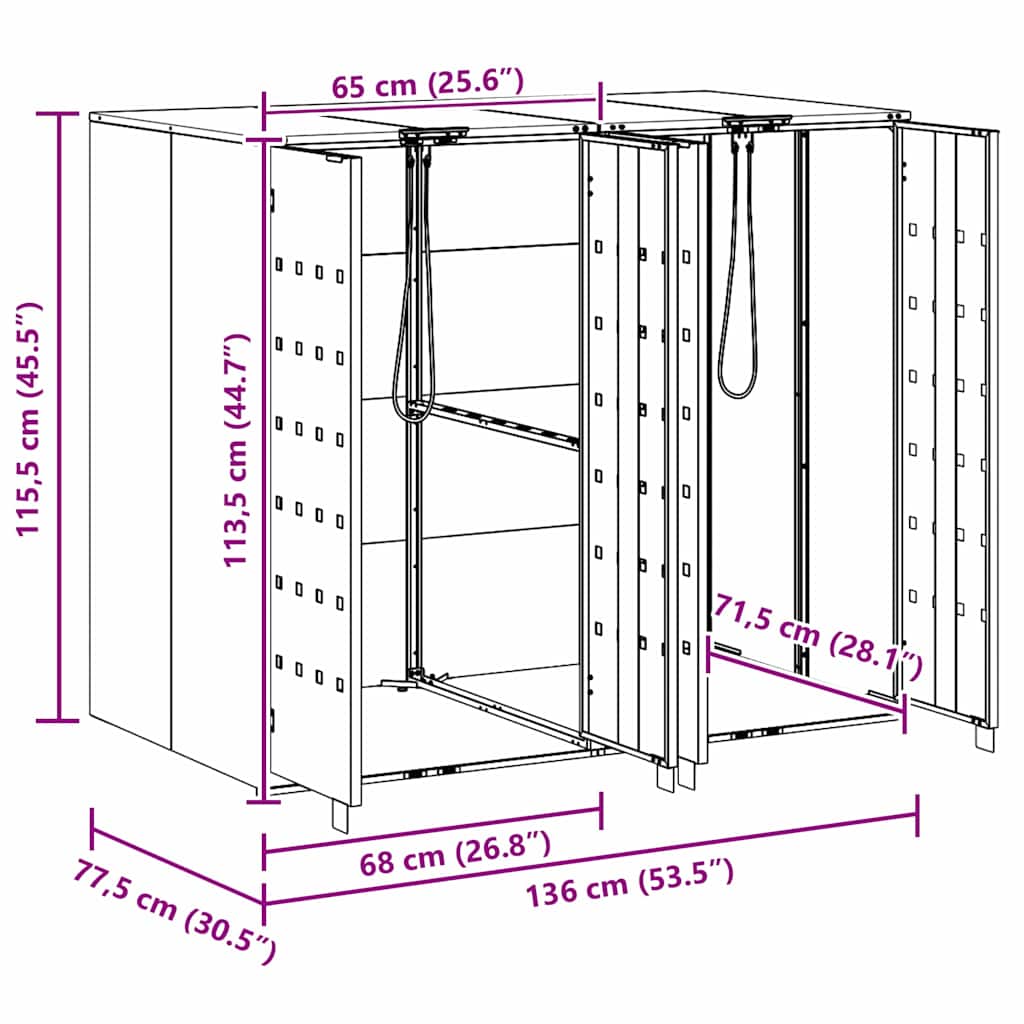 Wieltjesbakopslag voor 3 bakken Zilver 340 x 77.5 x 115.5 cm