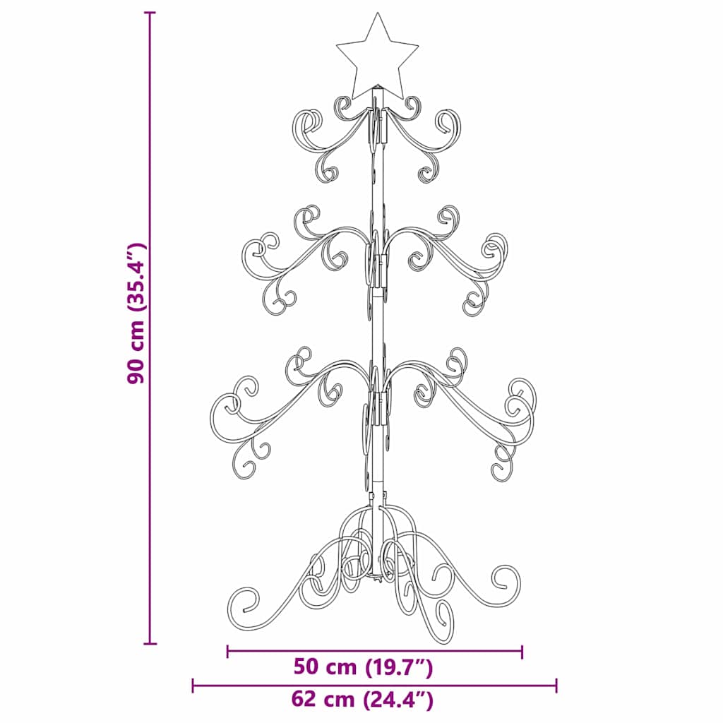 Metalen kerstboom Goud 90 cm Poedercoating staal