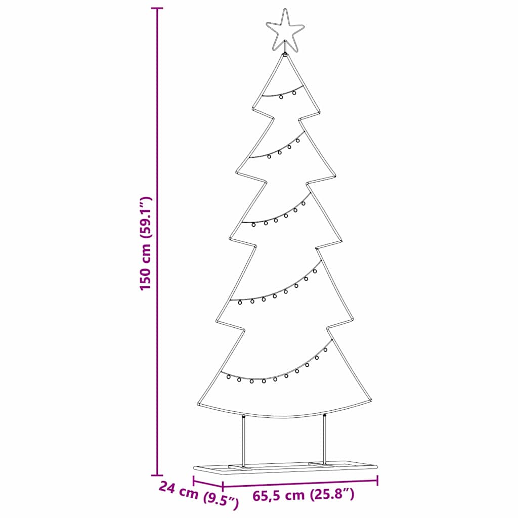 Metalen kerstboom met standaard Zwart 150 cm Staal