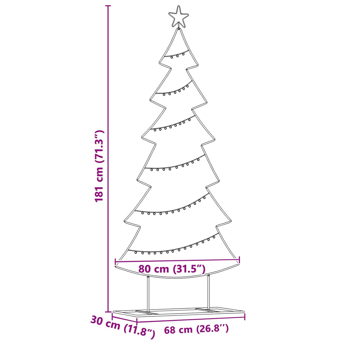 Metalen kerstboom met standaard Zwart 180 cm Staal