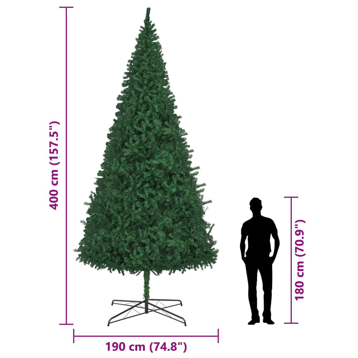 Kerstboom met decoratieve slingerlichten Groen 400 cm PVC