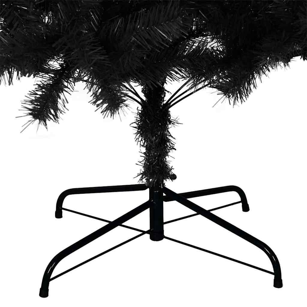 Kunstkerstbomen met LED -striplichten Zwart 180 cm PVC