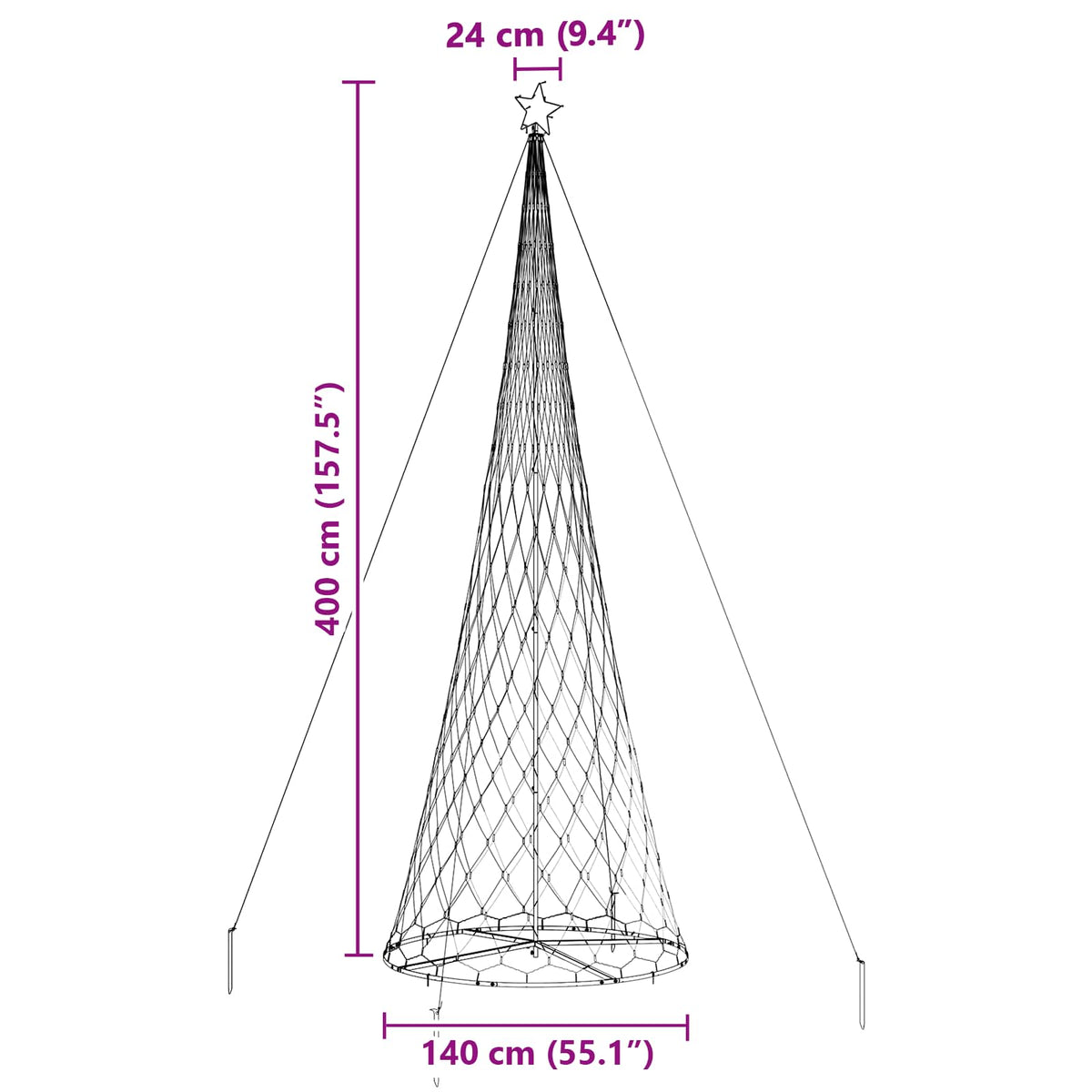 LED Kerstboom met 455 LED met standaard Warmwit 399 cm Metaal