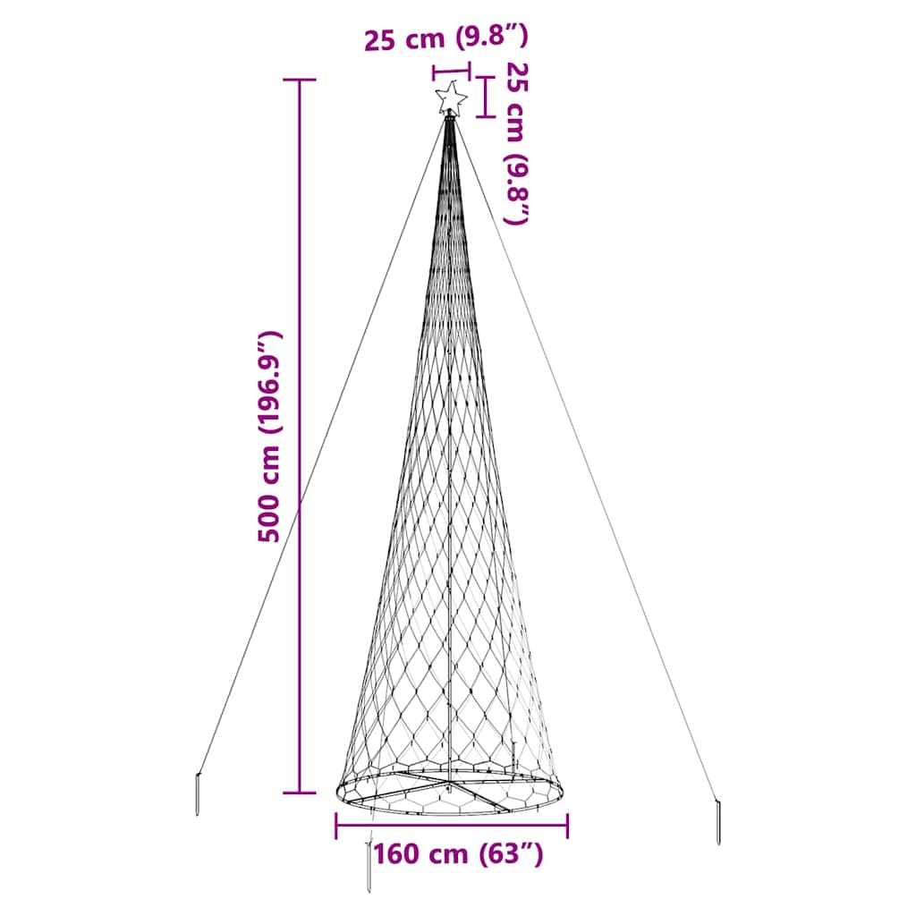 LED Kerstboom met 555 LED met standaard Warmwit 500 cm Metaal