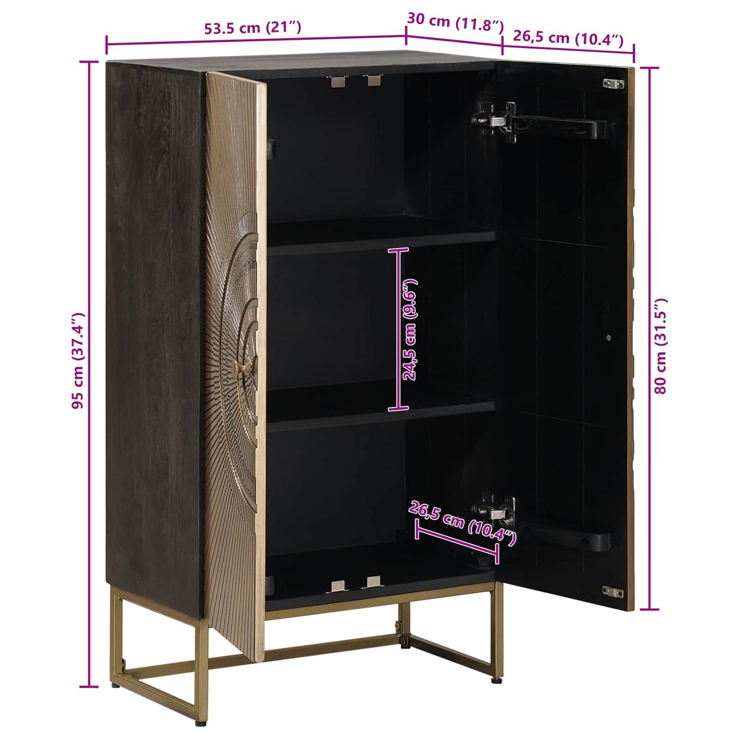 Hoge kast Koper 53,5 x 30 x 95 cm