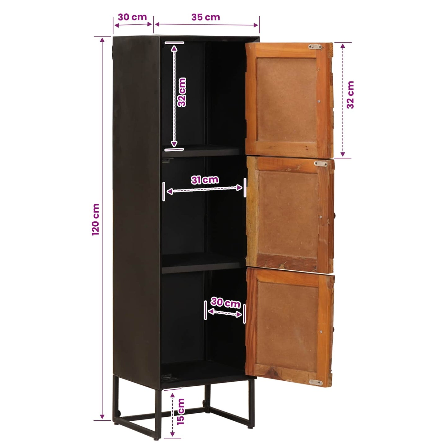 Hoge kast 35 x 30 x 120 cm