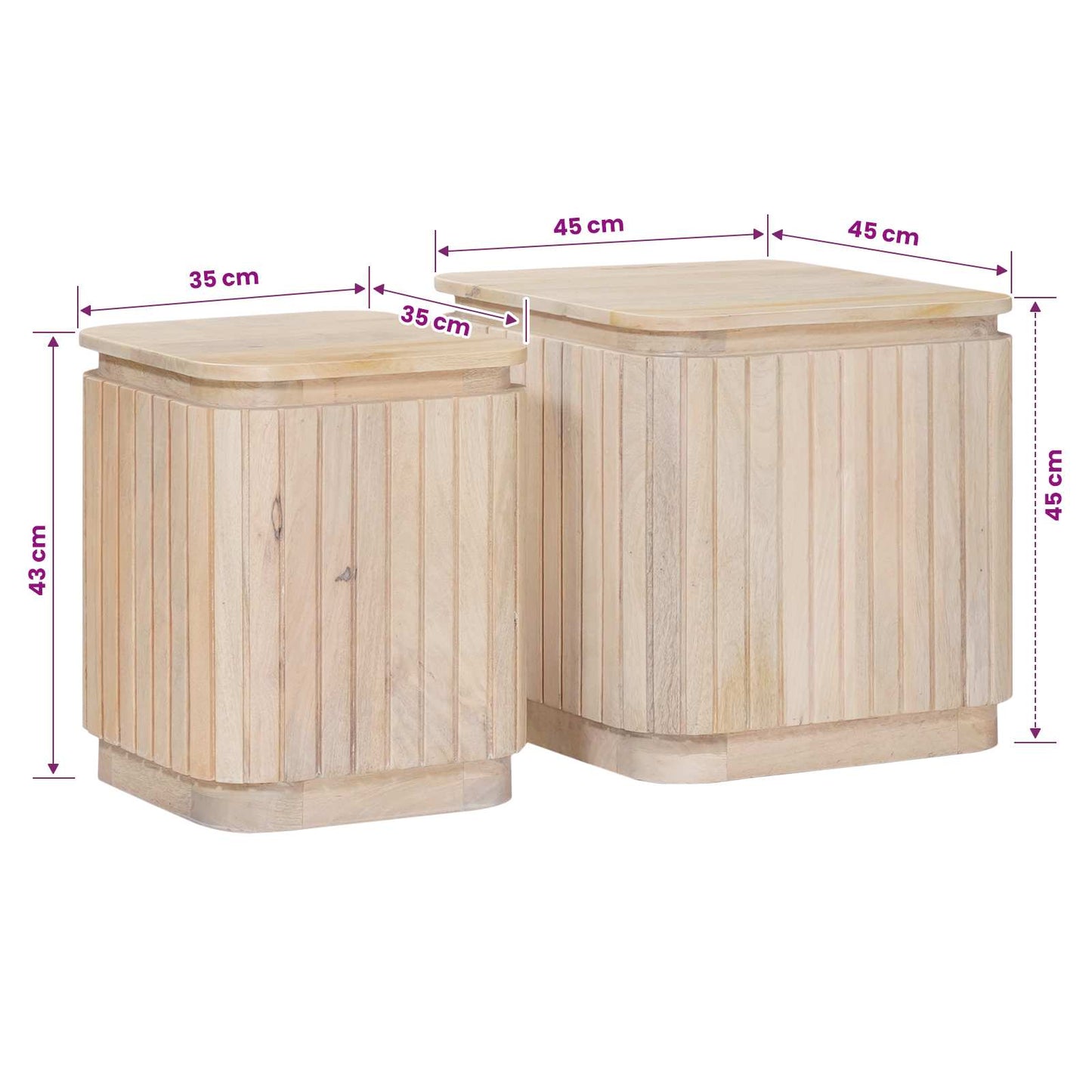 Handgemaakte Bijzettafel Set 2 pcs Wit 45 x 45 x 45 cm