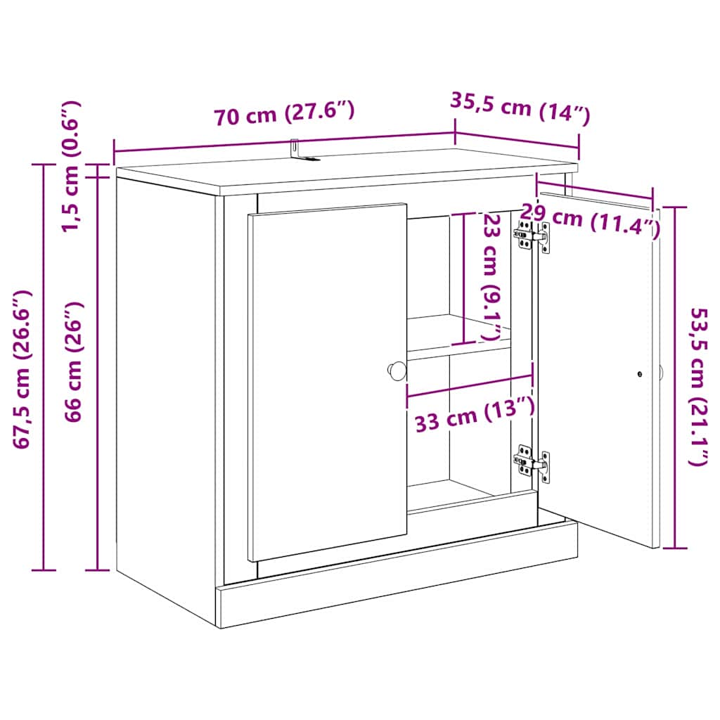 Dressoirs 3 pcs Artisan Eiken 210 x 35,5 x 67,5 cm Bewerkt hout