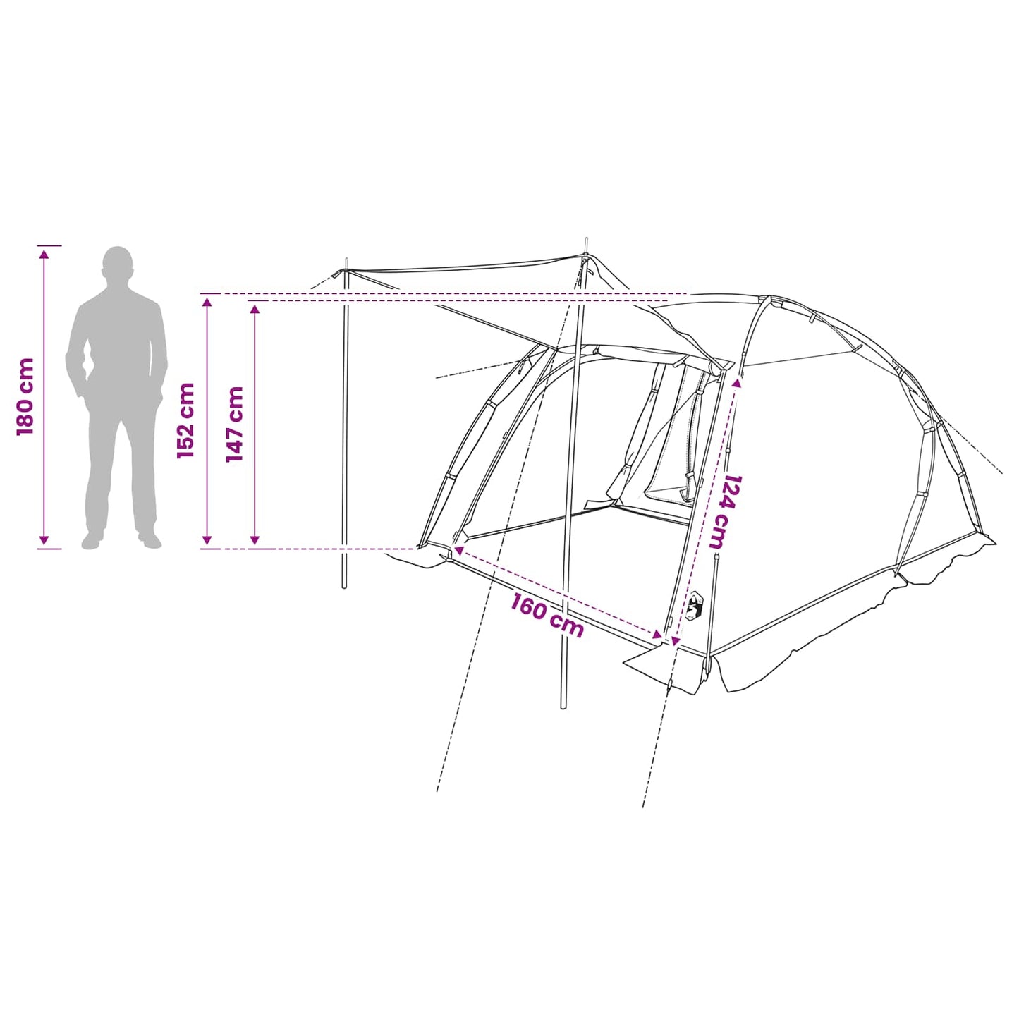 Tunneltent Blauw 361 x 235 x 147 cm