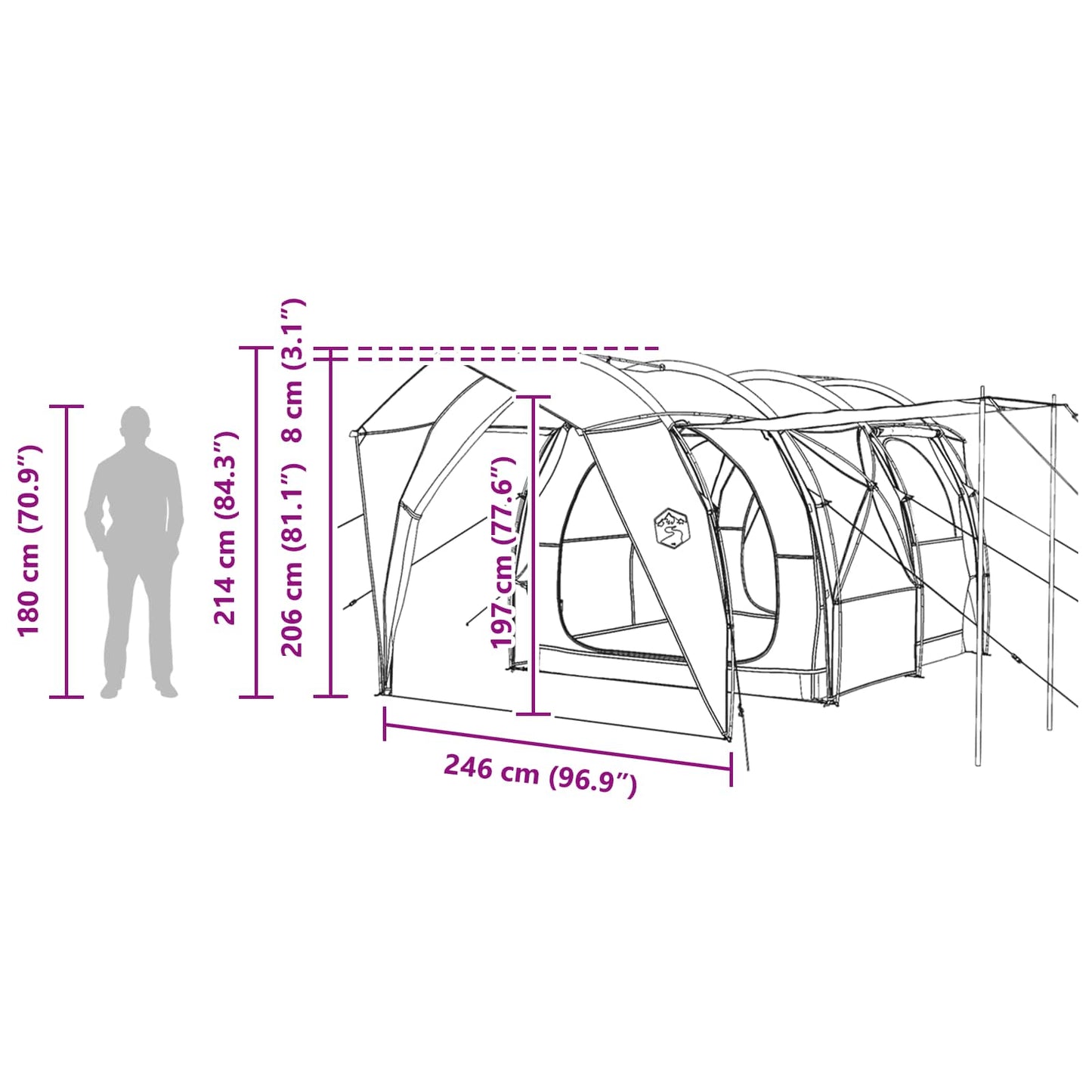 Tunneltent Groen 382 x 262 x 214 cm