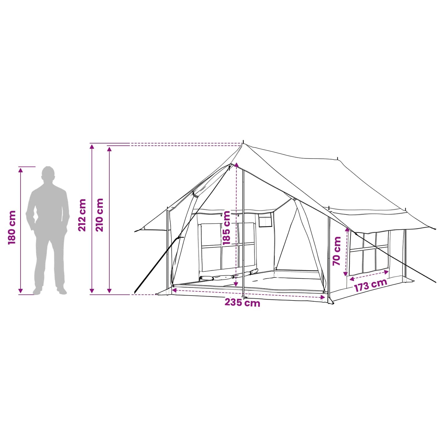 Huisje Tent Legergroen 340 x 246 x 210 cm