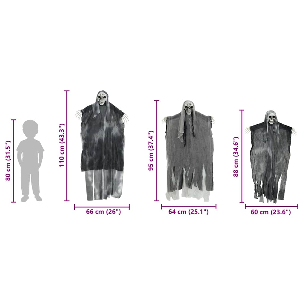 Halloween Hangende Spook 3 pcs Zwart 66 x 110 cm Polyester