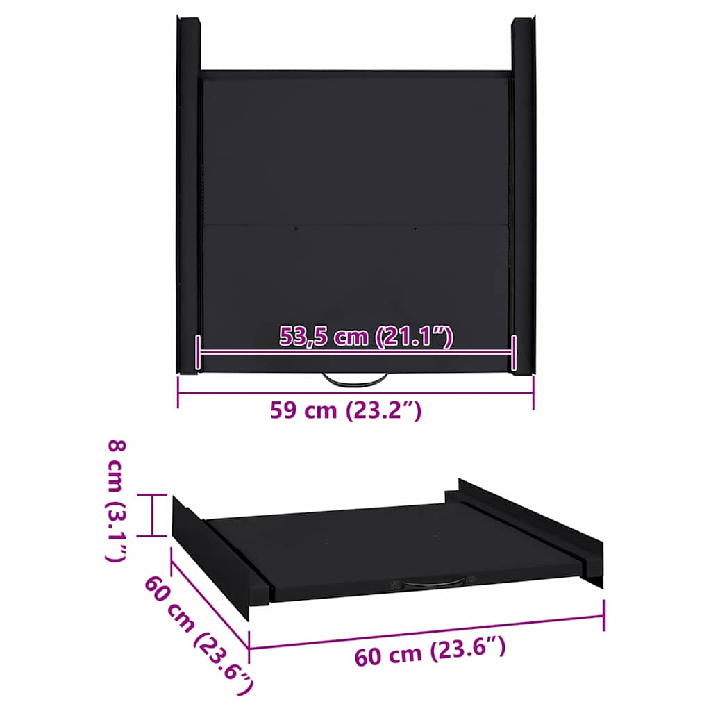 Wasmachine Tussenplank Zwart 60 x 60 x 8 cm Staal