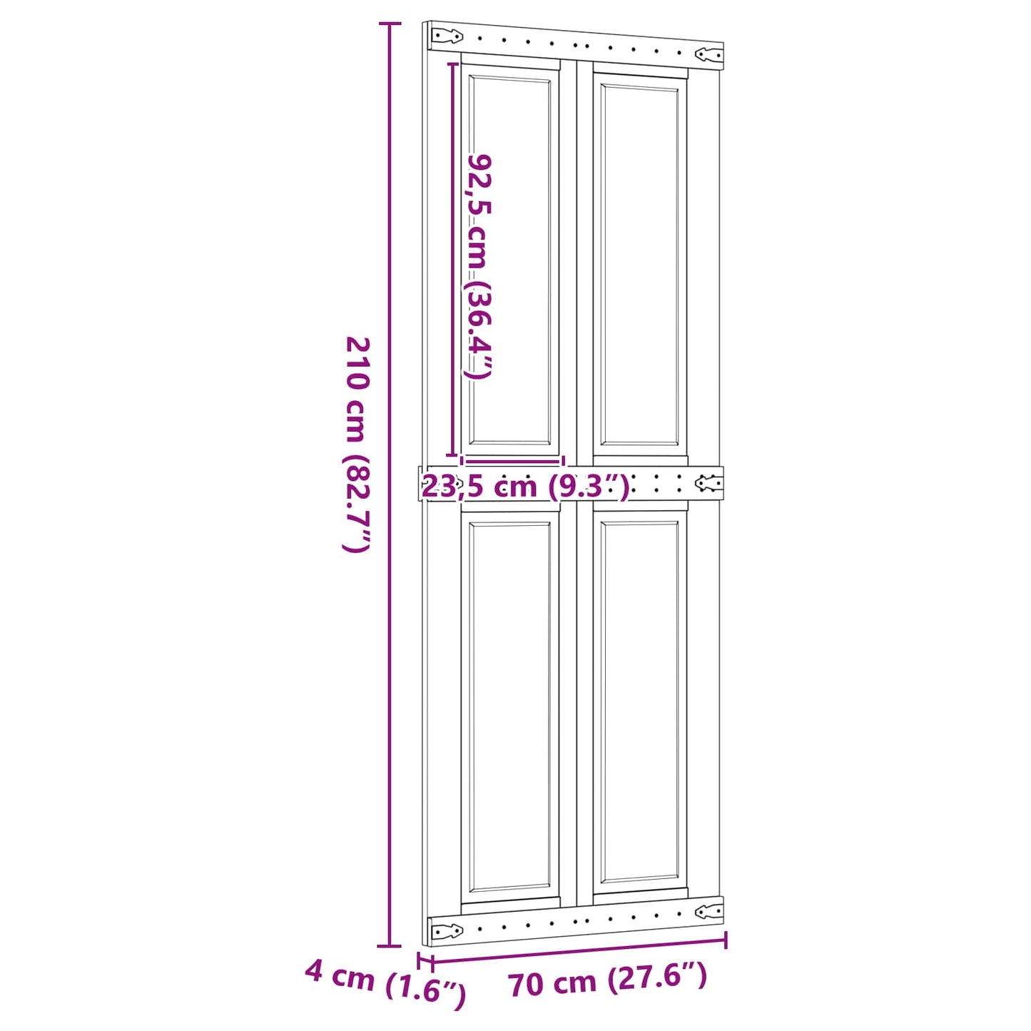 Schuifdeur Corona HoningBruin 70 x 210 cm Massief grenenhout