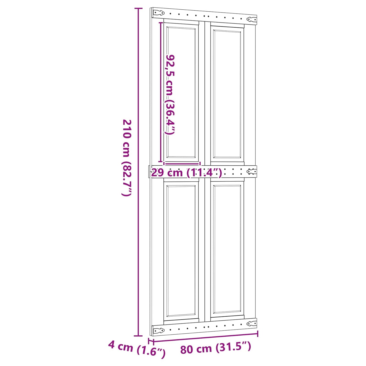 Schuifdeur Corona HoningBruin 80 x 210 cm Massief grenenhout