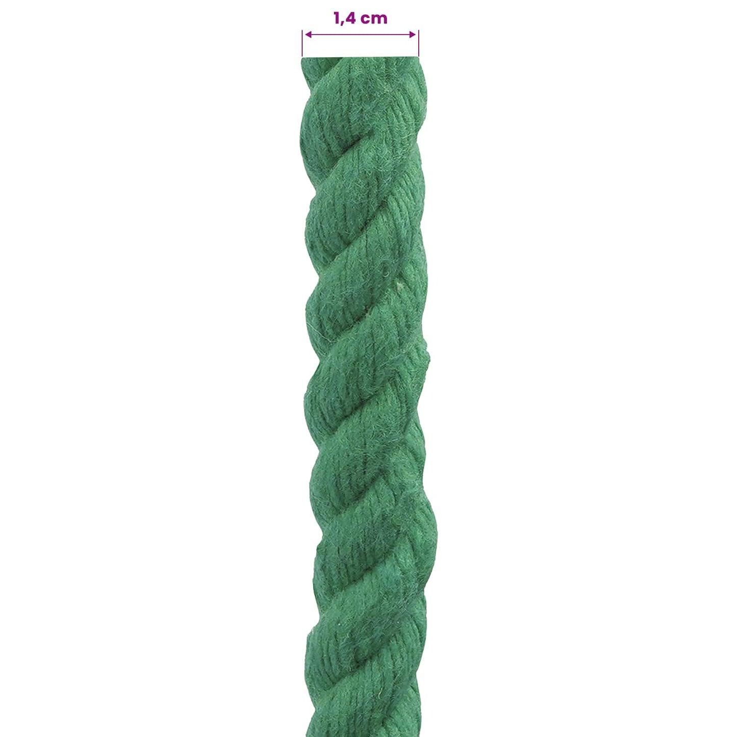 Touw Groen 1,4 x 1,4 x 2500 cm Katoen