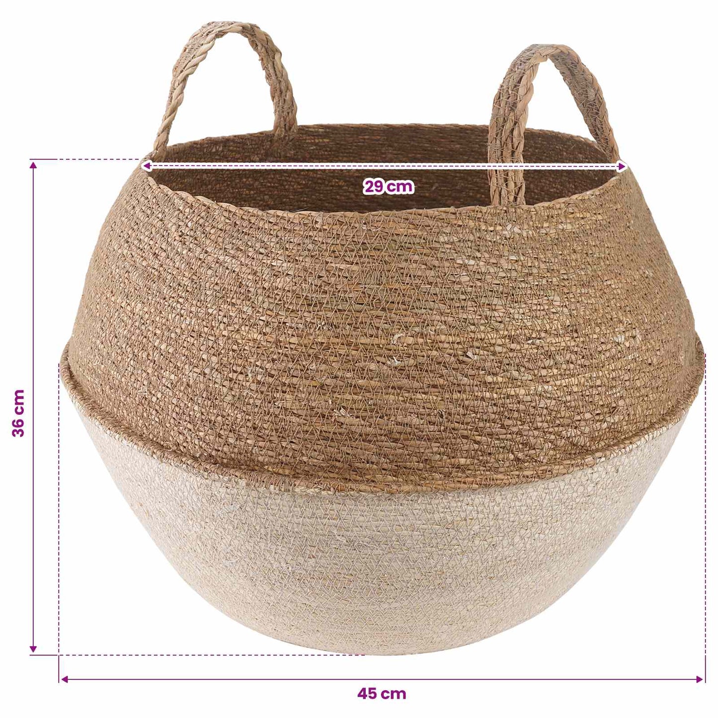 Plantenpot met handvatten 2 pcs Wit Ø 45 x 36 cm 100% Zeegras