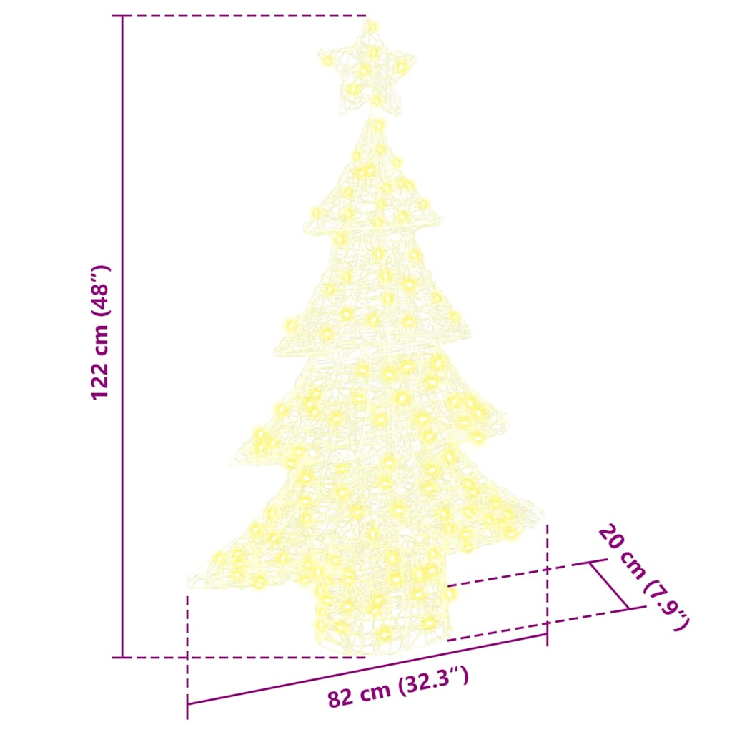 Kerstboom met 100 LED Warmwit 120 cm Acryl