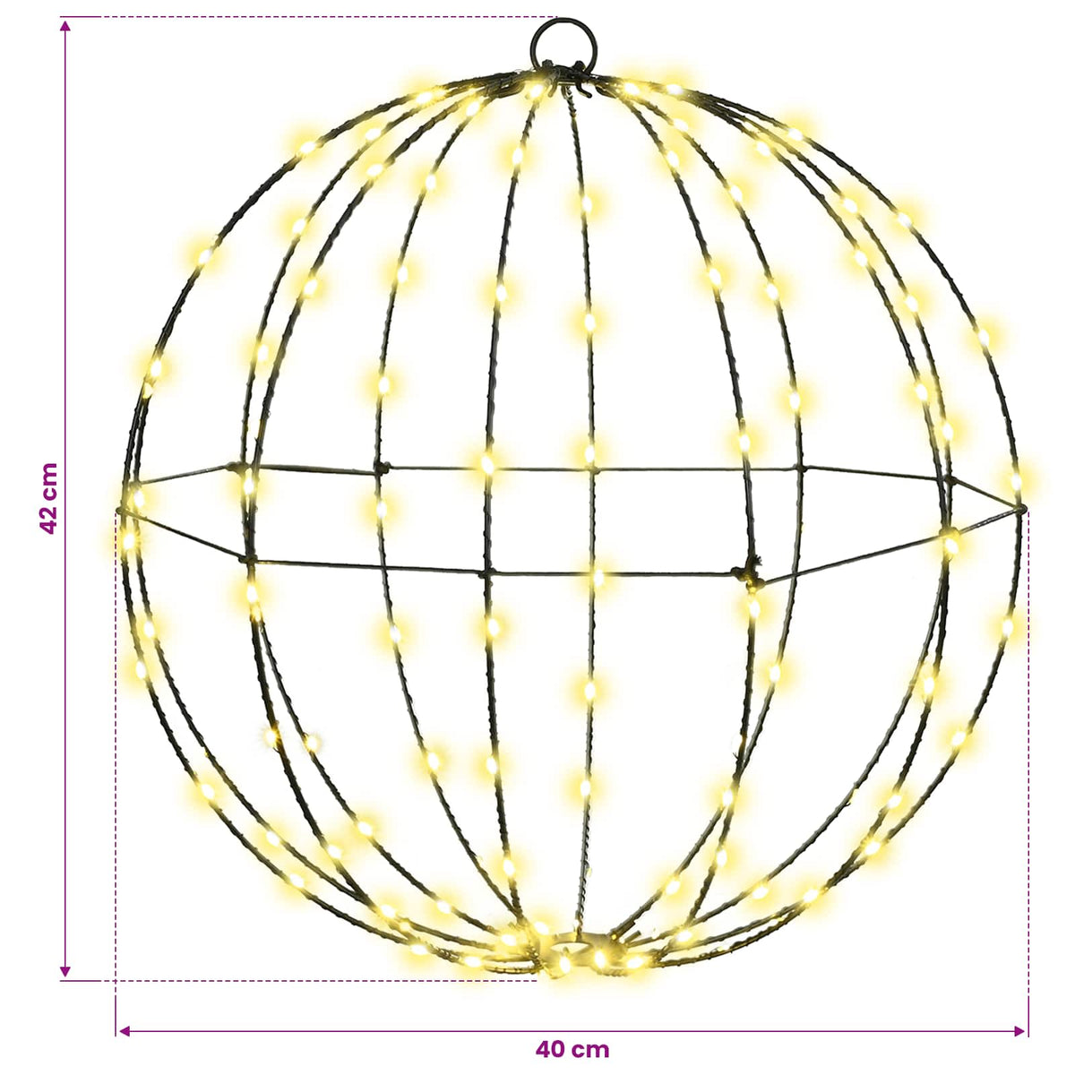 Bal Warmwit 40 x 40 x 42 cm Metaal 120 LED's