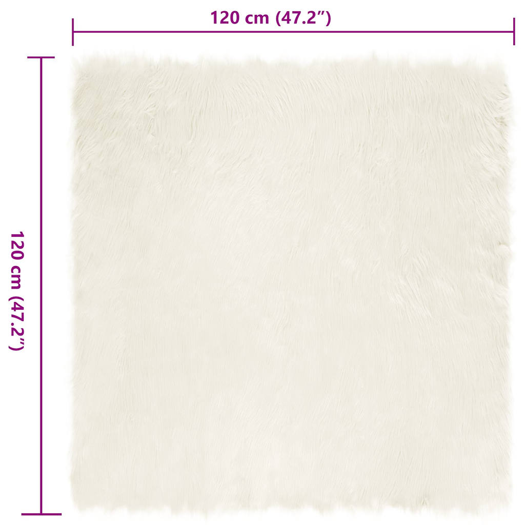 Nepleer Schapenvacht Tapijt Wit 120 x 120 cm Polyester