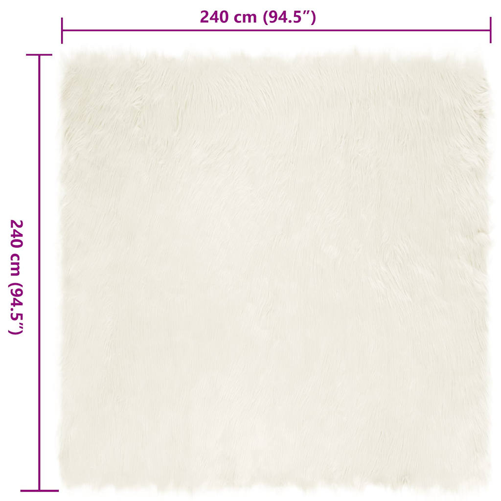 Nepleer Schapenvacht Tapijt Wit 240 x 240 cm Polyester