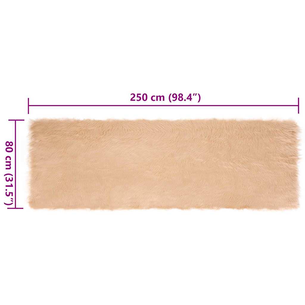 Nepleer Schapenvacht Tapijt Beige 80 x 250 cm Polyester