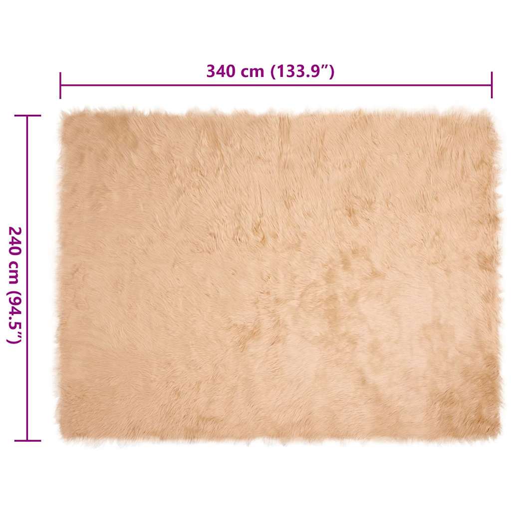 Nepleer Schapenvacht Tapijt Beige 240 x 340 cm Polyester