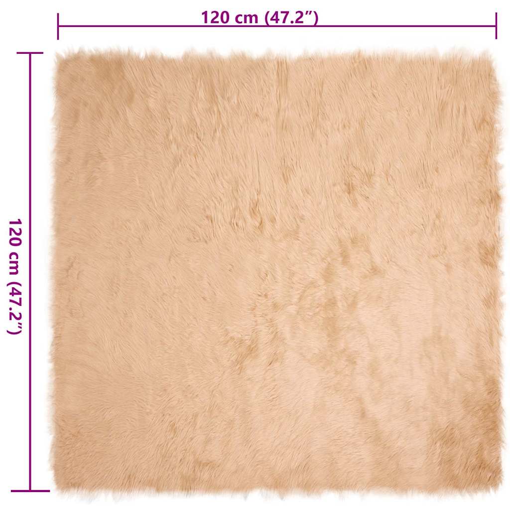 Nepleer Schapenvacht Tapijt Beige 120 x 120 cm Polyester